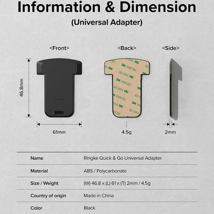 Adapter za telefon Ringke Quick & Go za nosač bicikla, Set 2 komada, Crna