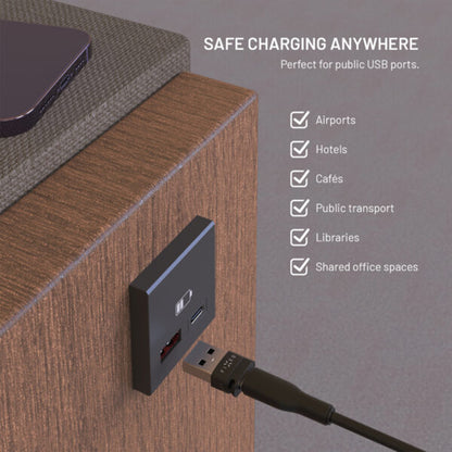 USB adapter za blokadu podataka Fixed, USB-A / USB-C, 2u1, Crni
