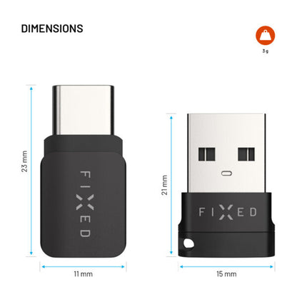 USB adapter za blokadu podataka Fixed, USB-A / USB-C, 2u1, Crni