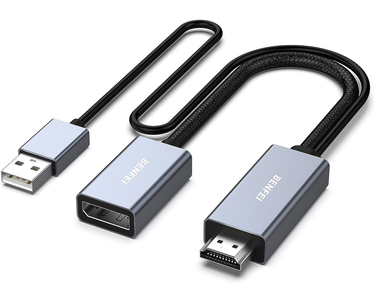 Benfei Video Adapter, HDMI - DisplayPort / USB, 4K, Siva