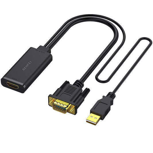 Benfei video adapter, VGA / USB-A - HDMI, 1080P, Crna