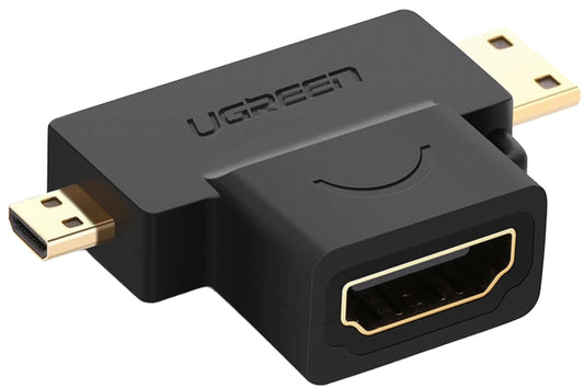Video adapter UGREEN HD129, miniHDMI / microHDMI - HDMI, 1080P, Crni