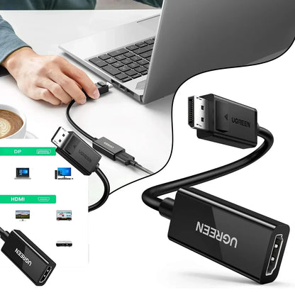 Adapter Video UGREEN MM137, DisplayPort - HDMI, 4K, Crni
