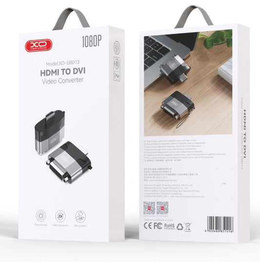 XO Design GB013 Video Adapter, HDMI - DVI, 1080P, Siva
