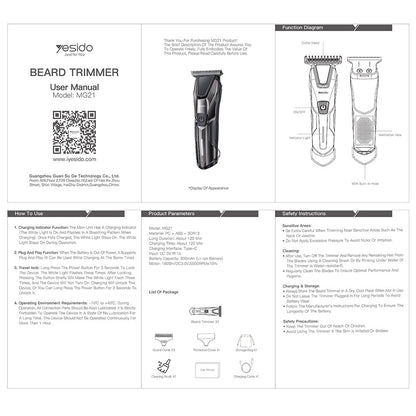 Aparat za brijanje Yesido MG21, Crni