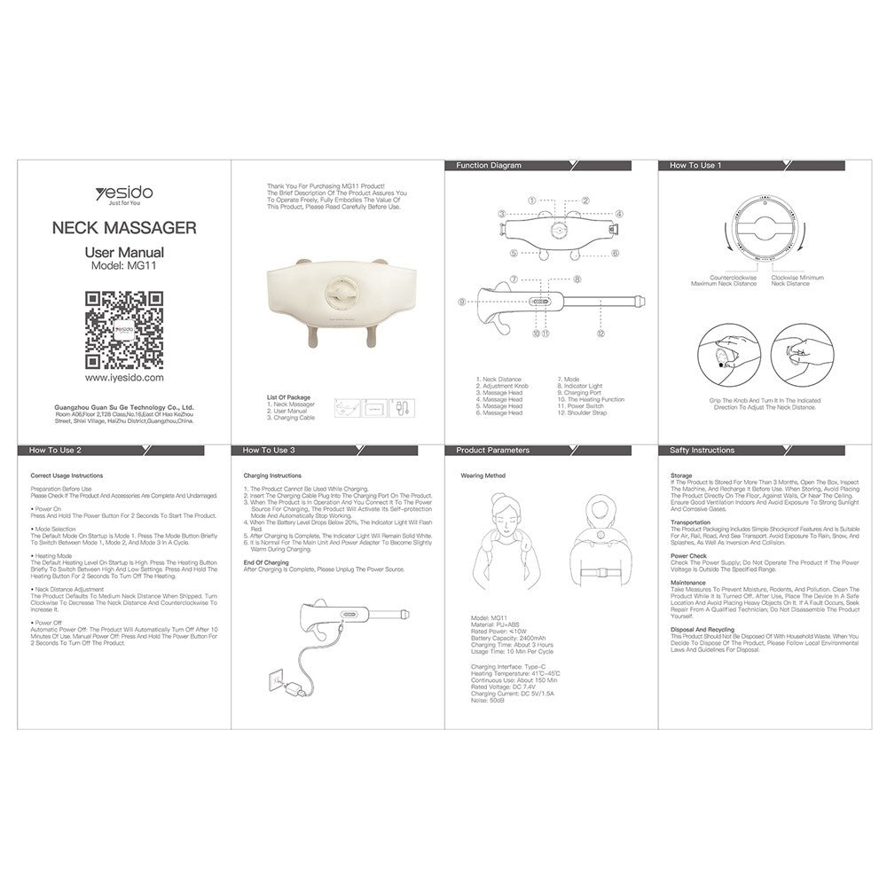 Aparat za masažu vrata Yesido MG11, Bež