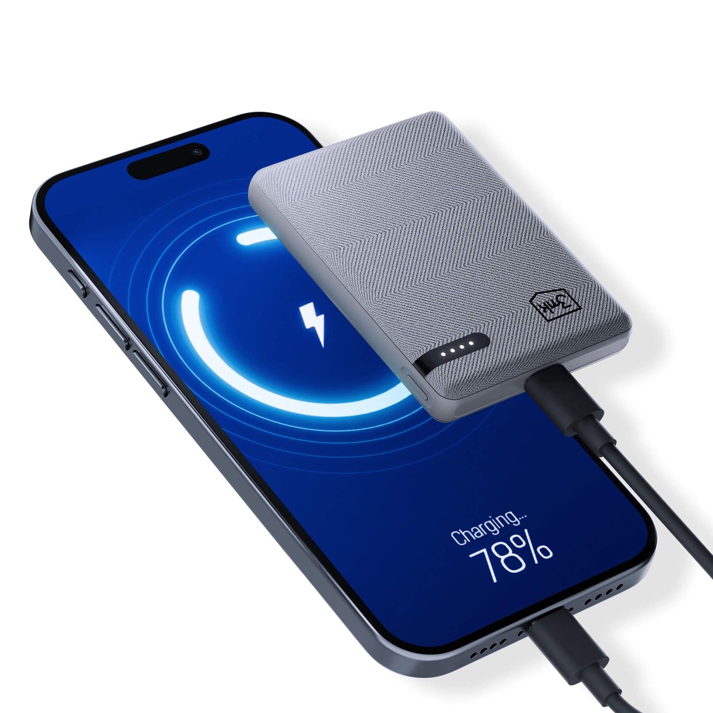 Vanjska baterija 3MK Pocket, 5000mAh, 12W, 1 x USB-C, Siva
