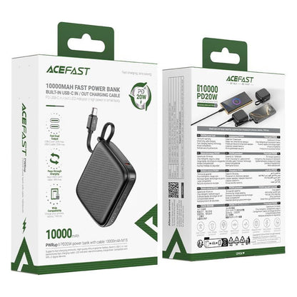 Vanjska baterija Acefast M15, 10000mAh, 20W, PD, 2 x USB-C, Crna