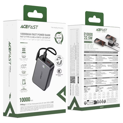 Vanjska baterija Acefast M28, 10000mAh, 22.5W, QC + PD, 1 x USB-A - 2 x USB-C, Crna