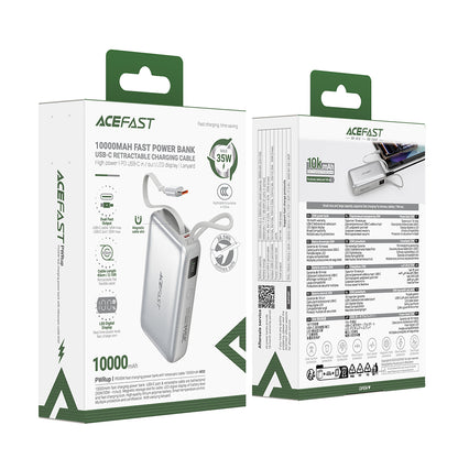 Vanjska baterija Acefast M32, 10000mAh, 35W, PD, 2 x USB-C, Srebrna