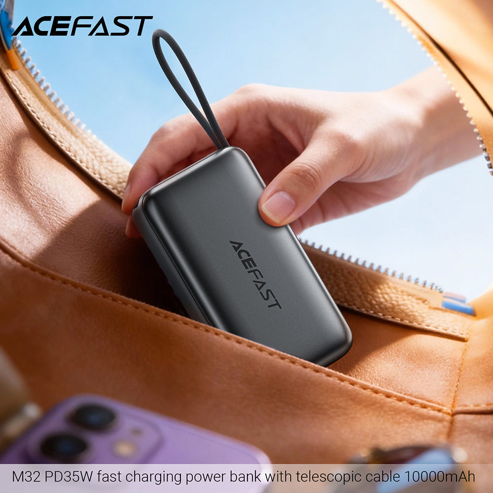 Vanjska baterija Acefast M32, 10000mAh, 35W, PD, 2 x USB-C, Siva