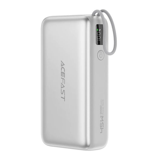Vanjska baterija Acefast M34, 20000mAh, 45W, QC + PD, 1 x USB-A - 2 x USB-C, Srebrna