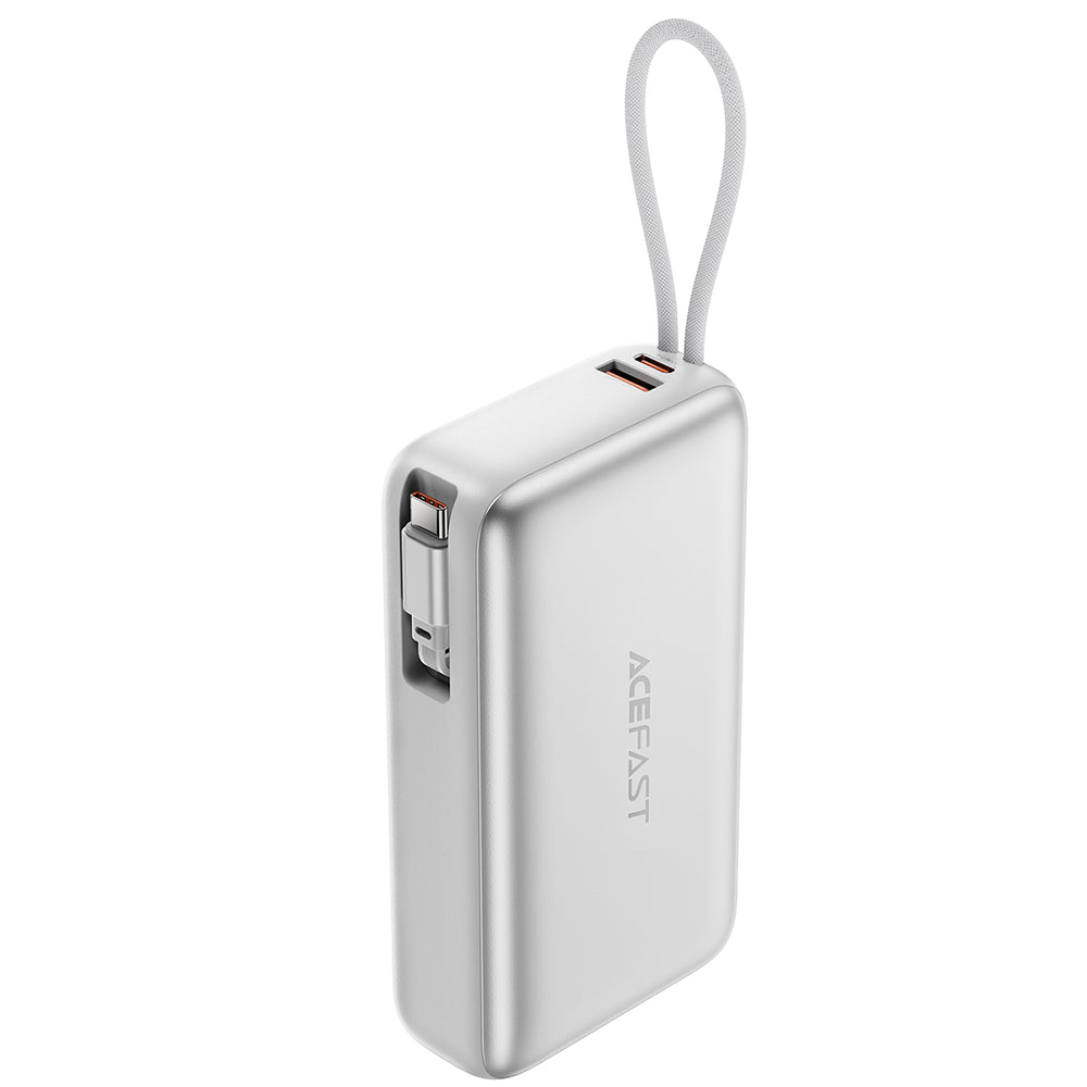 Vanjska baterija Acefast M34, 20000mAh, 45W, QC + PD, 1 x USB-A - 2 x USB-C, Srebrna