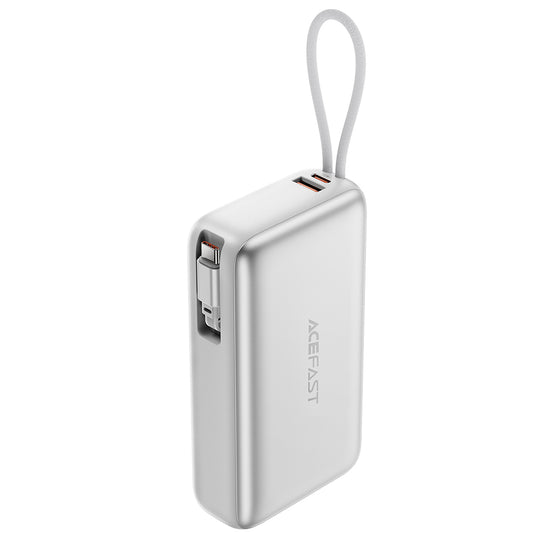 Vanjska baterija Acefast M34, 20000mAh, 45W, QC + PD, 1 x USB-A - 2 x USB-C, Srebrna