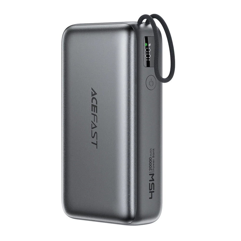 Vanjska baterija Acefast M34, 20000mAh, 45W, QC + PD, 1 x USB-A - 2 x USB-C, Siva