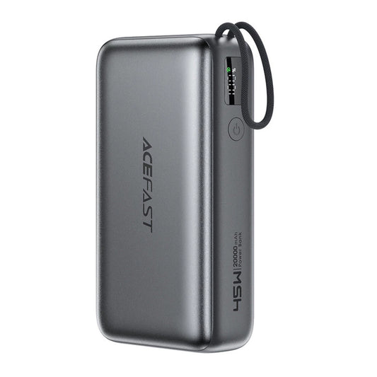 Vanjska baterija Acefast M34, 20000mAh, 45W, QC + PD, 1 x USB-A - 2 x USB-C, Siva