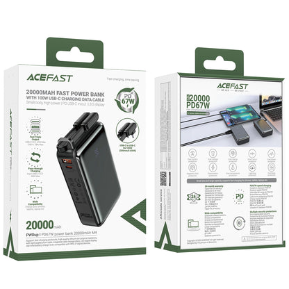 Vanjska baterija Acefast M4, 20000mAh, 67W, PD, 1 x USB-A - 2 x USB-C, Crna