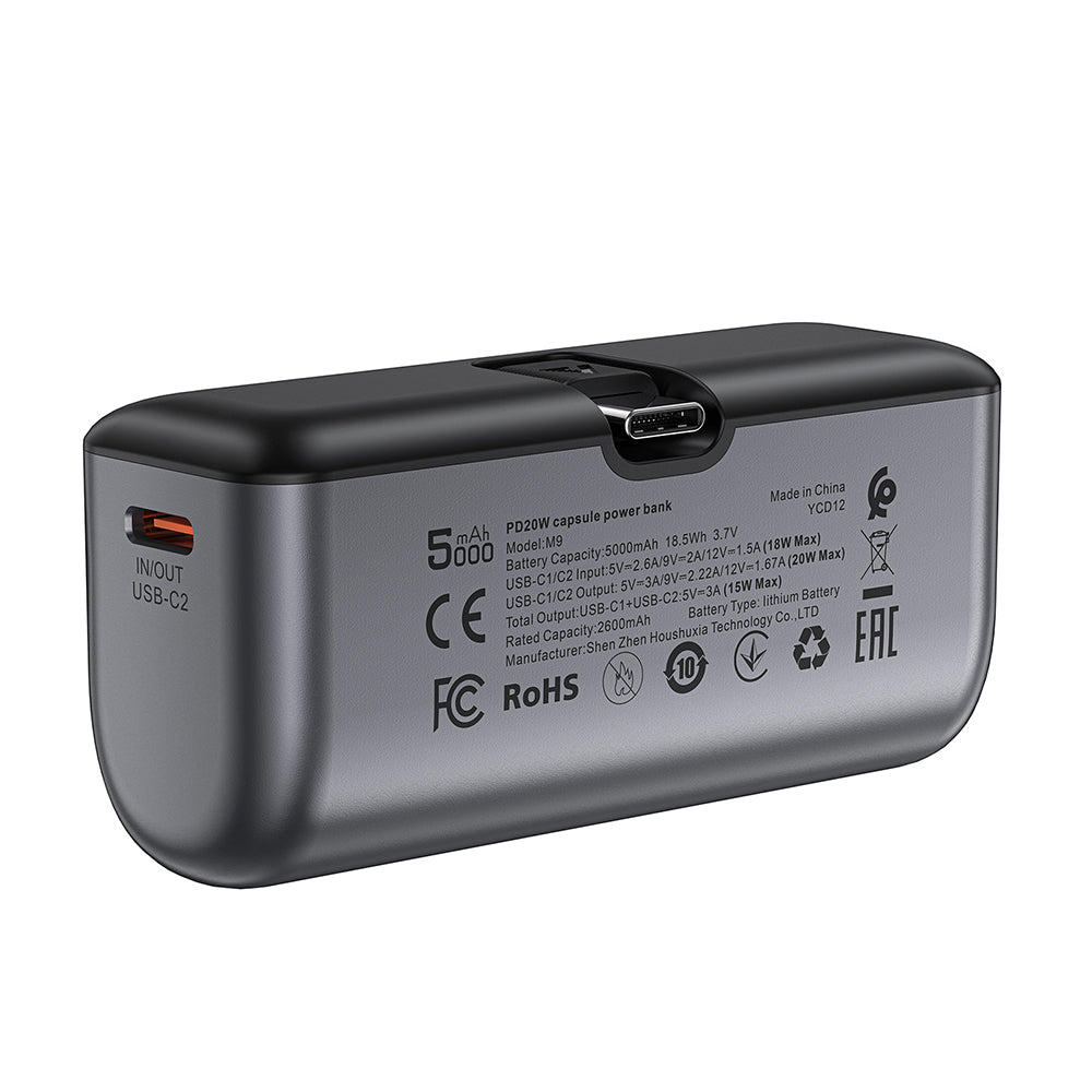 Vanjska baterija Acefast M9, 5000mAh, 20W, PD, 2 x USB-C, Crna