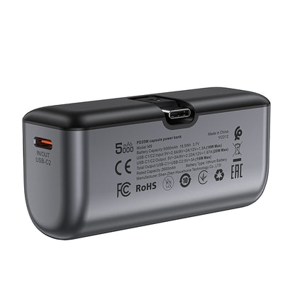 Vanjska baterija Acefast M9, 5000mAh, 20W, PD, 2 x USB-C, Crna