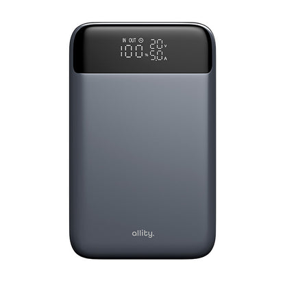 Vanjska baterija Allity. APB-200 PocketPower, 19200mAh, 130W, QC + PD, 1 x USB-A - 2 x USB-C, Siva