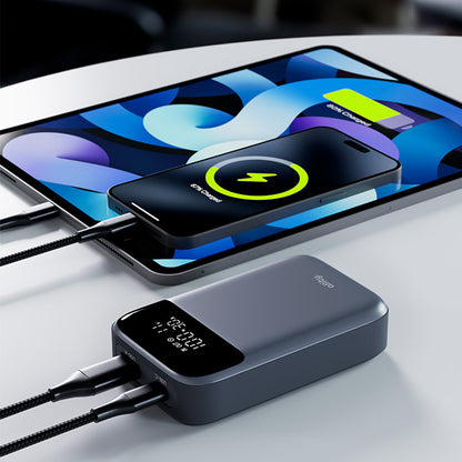 Vanjska baterija Allity. APB-200 PocketPower, 10000mAh, 33W, QC + PD, 1 x USB-A - 1 x USB-C, Siva