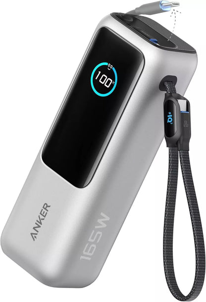 Vanjska baterija Anker, 25000mAh, 165W, QC + PD, 1 x USB-A - 3 x USB-C, Srebrna, Ponovno zapakirana A1695H41