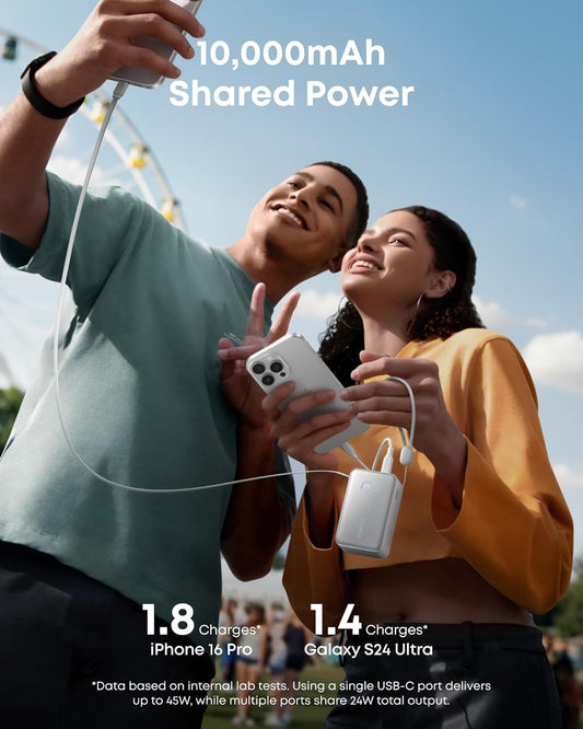 Vanjska baterija Anker Nano, 10000mAh, 45W, QC + PD, 1 x USB-A - 1 x USB-C, Bijela A1638H21