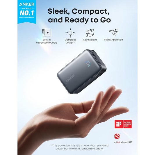 Vanjska baterija Anker Nano, 10000mAh, 45W, QC + PD, 1 x USB-A - 1 x USB-C, Crna A1638H11