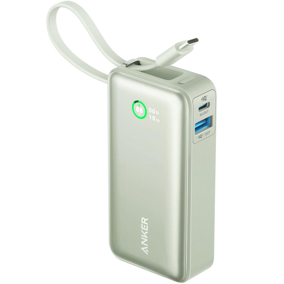 Vanjska baterija Anker Nano, 10000mAh, 30W, QC + PD, 1 x USB-A - 2 x USB-C, Zelena A1259G61