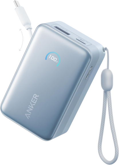 Vanjska baterija Anker Nano, 10000mAh, 45W, QC + PD, 1 x USB-A - 2 x USB-C, Plava