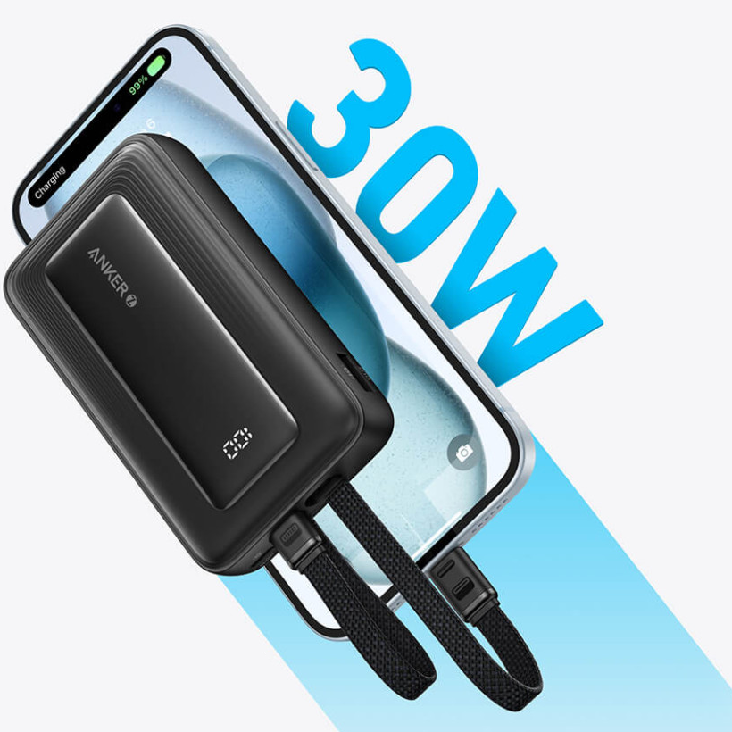 Vanjska baterija Anker PowerCore, 10000mAh, 30W, QC + PD, 1 x Lightning - 1 x USB-A - 2 x USB-C, Crna A1680G11