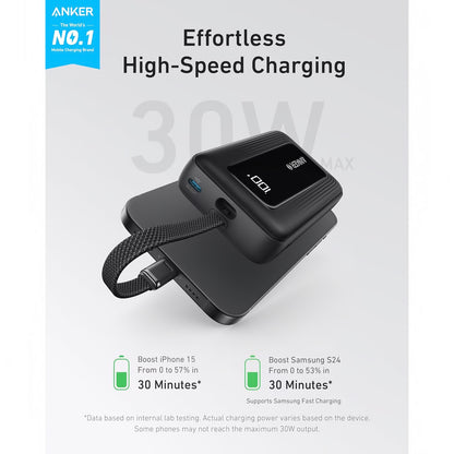 Vanjska baterija Anker Zolo, 10000mAh, 30W, QC + PD, 1 x USB-A - 2 x USB-C, Crna