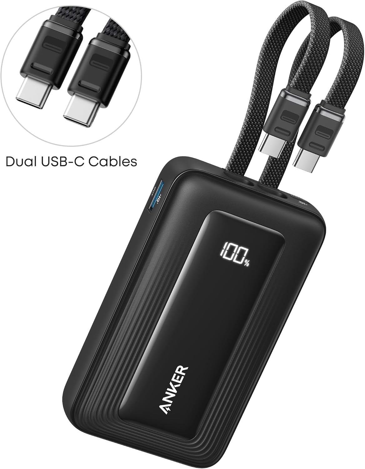 Vanjska baterija Anker Zolo, 10000mAh, 35W, QC + PD, 1 x USB-A - 2 x USB-C, Crna A1680H12