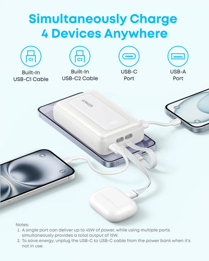 Vanjska baterija Anker Zolo, 20000 mAh, 45 W, QC + PD, 1 x USB-A - 3 x USB-C, crna A110MH12