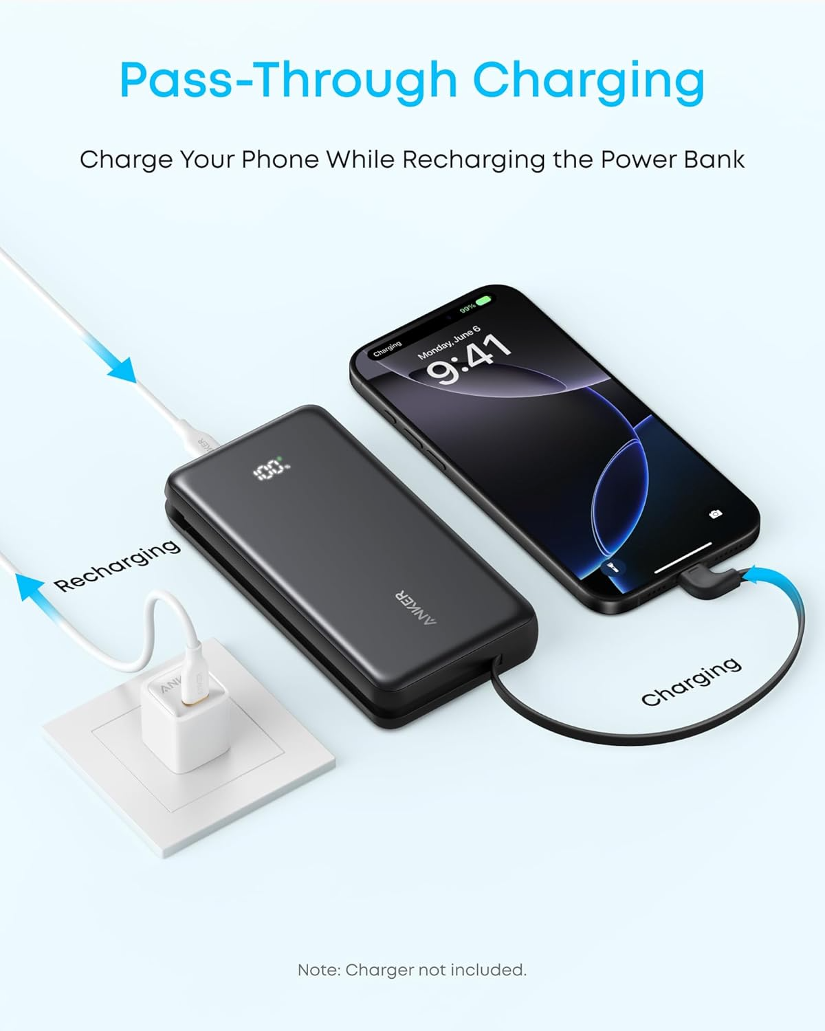 Vanjska baterija Anker Zolo, 10000mAh, 22.5W, QC + PD, 1 x USB-A - 2 x USB-C, Crna A110DH11