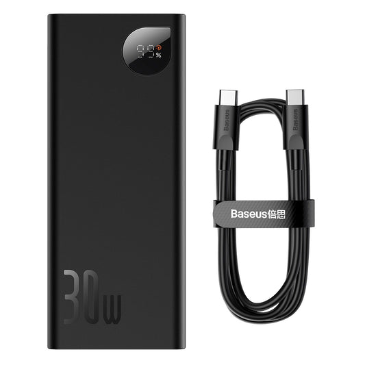 Vanjska baterija Baseus Adaman, 20000mAh, 30W, QC + PD, 1 x USB-C - 2 x USB-A, Crna PPAD030001