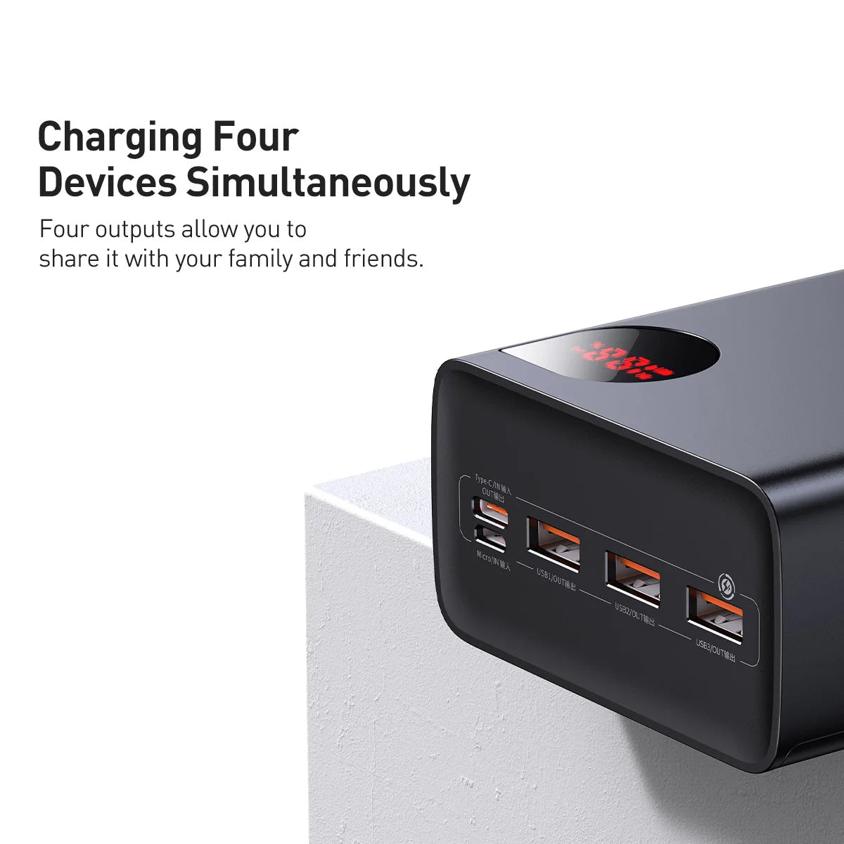 Vanjska baterija Baseus Adaman, 40000mAh, 22.5W, QC + PD, 1 x USB-C - 3 x USB-A, Crna