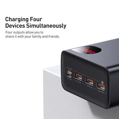 Vanjska baterija Baseus Adaman, 40000mAh, 22.5W, QC + PD, 1 x USB-C - 3 x USB-A, Crna