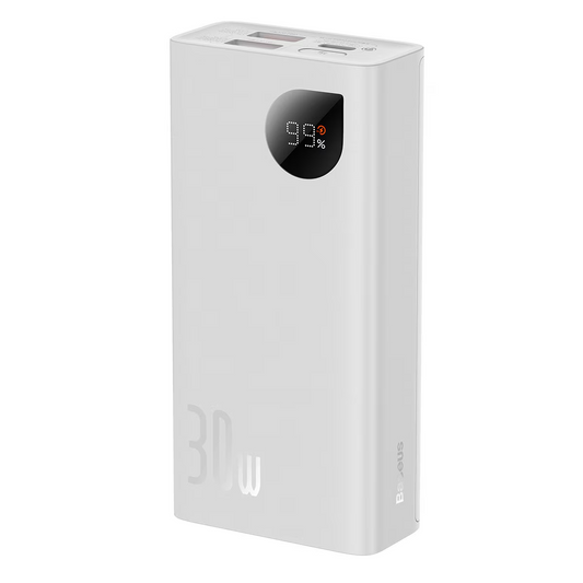 Vanjska baterija Baseus Adaman2, 10000mAh, 30W, QC + PD, 1 x USB-C - 2 x USB-A, Bijela PPAD080002