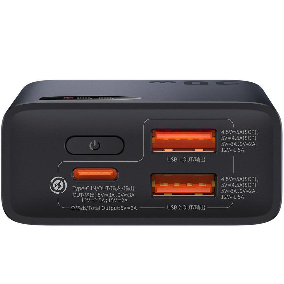 Vanjska baterija Baseus Adaman2, 10000mAh, 30W, QC + PD, 1 x USB-C - 2 x USB-A, Crna PPAD040101