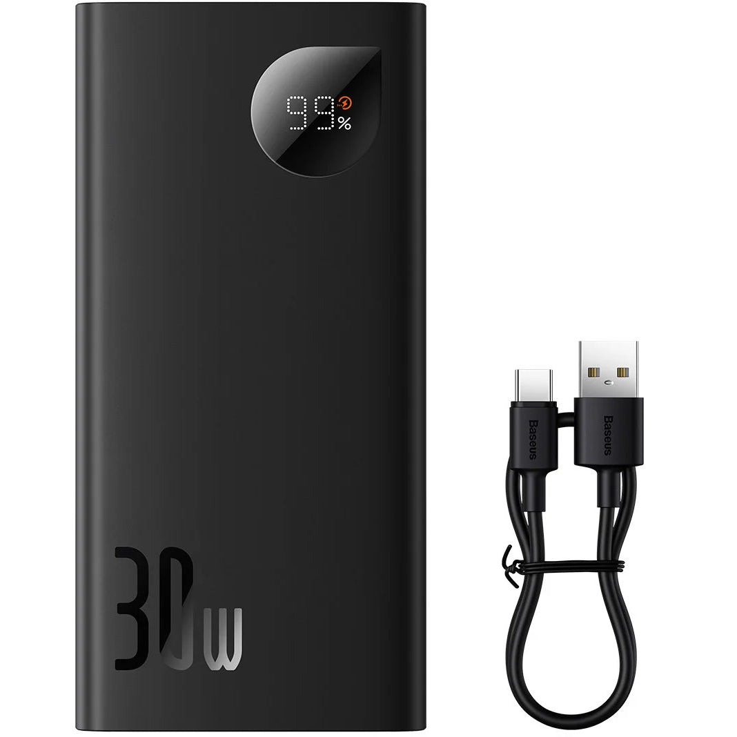 Vanjska baterija Baseus Adaman2, 10000mAh, 30W, QC + PD, 1 x USB-C - 2 x USB-A, Crna PPAD040101