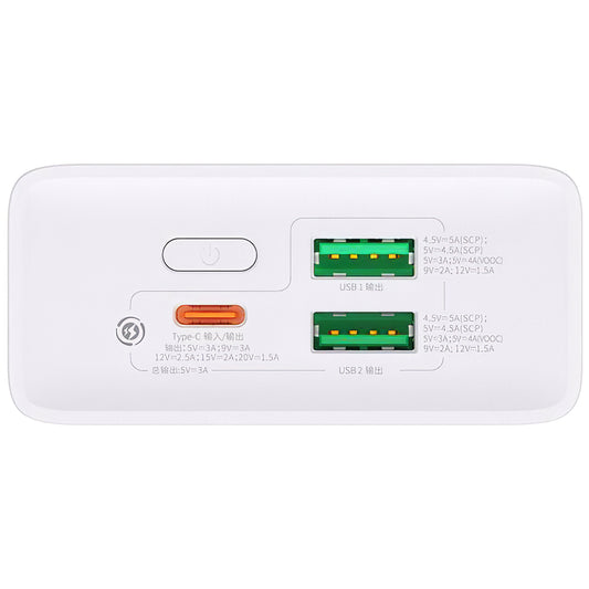 Vanjska baterija Baseus Adaman2, 20000mAh, 30W, QC + PD, 1 x USB-C - 2 x USB-A, Bijela PPAD080102