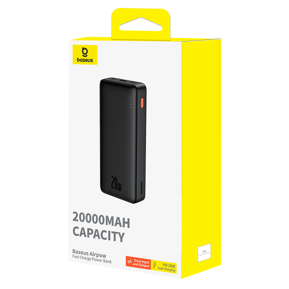 Vanjska baterija Baseus Airpow, 20000mAh, 20W, QC + PD, 1 x USB-A - 1 x USB-C, crna P10022804113-00