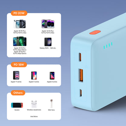 Vanjska baterija Baseus Airpow, 20000mAh, 20W, QC + PD, 1 x USB-A - 1 x USB-C, Plava P10022804313-00