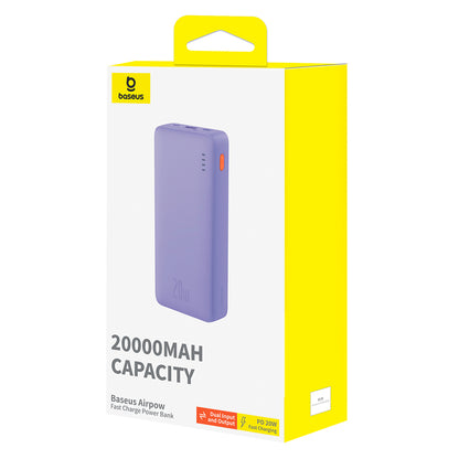 Vanjska baterija Baseus Airpow, 20000mAh, 20W, QC + PD, 1 x USB-A - 1 x USB-C, Ljubičasta P10022804513-00