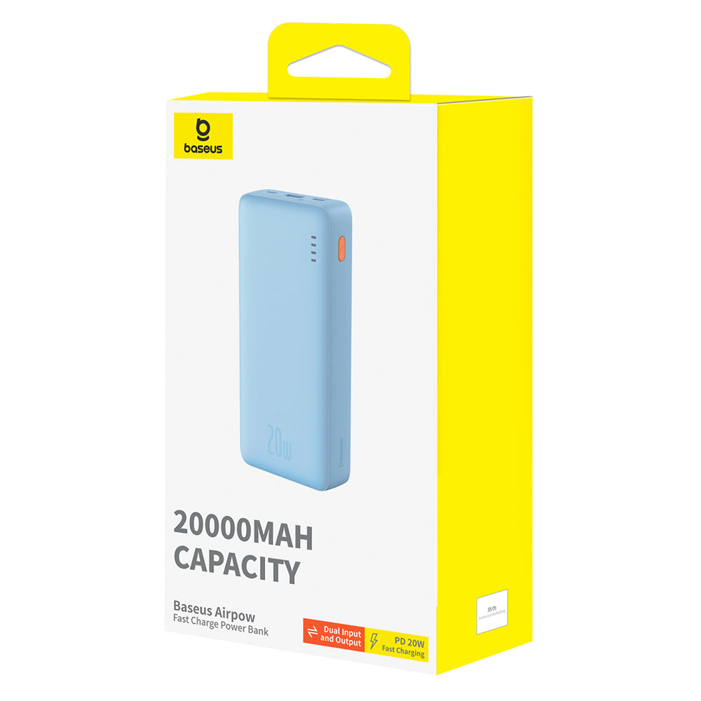 Vanjska baterija Baseus Airpow, 20000mAh, 20W, QC + PD, 1 x USB-A - 1 x USB-C, Plava P10022804313-00