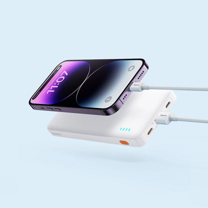Vanjska baterija Baseus Airpow, 10000mAh, 20W, QC + PD, 1 x USB-A - 1 x USB-C, Bijela