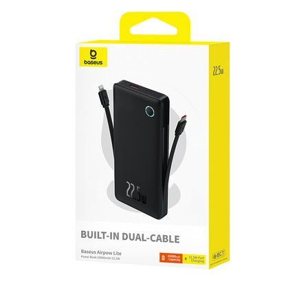 Vanjska baterija Baseus Airpow Lite, 10000mAh, 22.5W, QC + PD, 1 x Lightning - 1 x USB-A - 2 x USB-C, Crna P10067501123-00