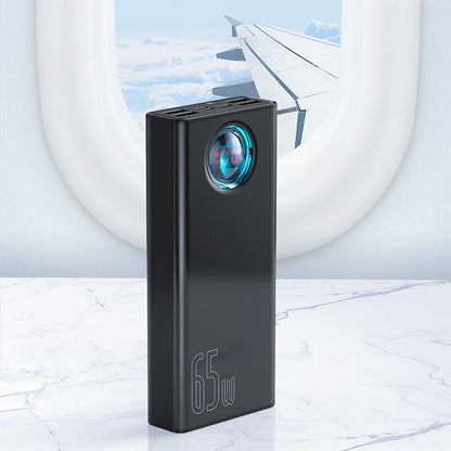 Vanjska baterija Baseus Amblight Digital Display, 30000mAh, 65W, QC + PD, 1 x USB-C - 4 x USB-A, Bijela PPLG000102