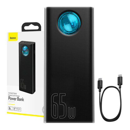 Vanjska baterija Baseus Amblight Digital Display, 30000mAh, 65W, QC + PD, 1 x USB-C - 4 x USB-A, Crna PPLG000101